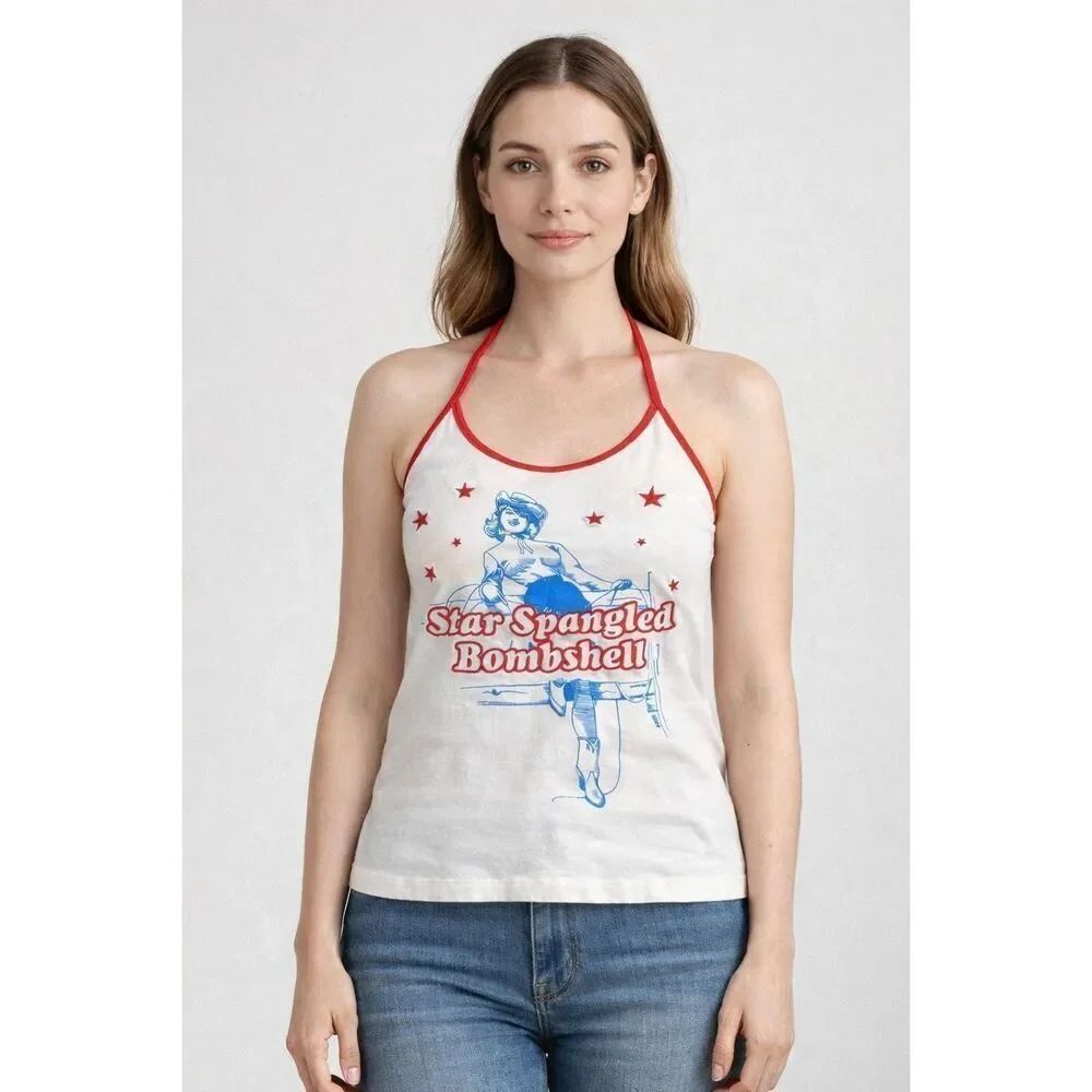 Star Spangled Bombshell Halter Top Women’s M Patriotic Pinup